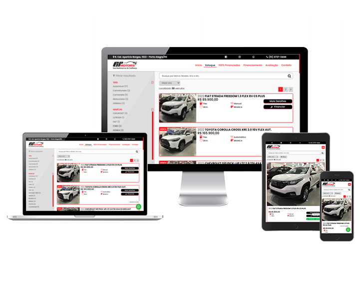 Site e APP responsivo para revenda de veículos